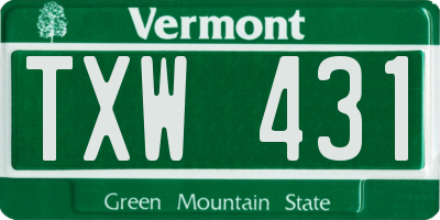 VT license plate TXW431