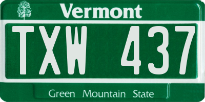 VT license plate TXW437