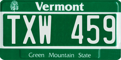 VT license plate TXW459
