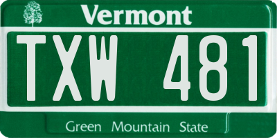 VT license plate TXW481