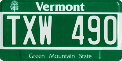 VT license plate TXW490