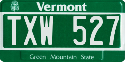 VT license plate TXW527