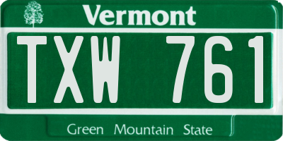 VT license plate TXW761