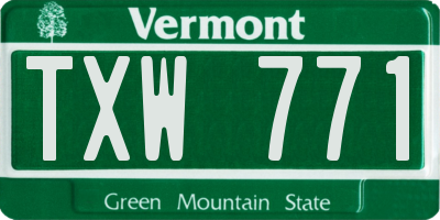 VT license plate TXW771