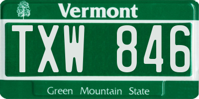 VT license plate TXW846