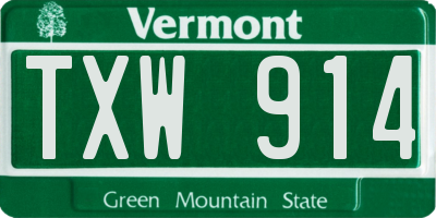 VT license plate TXW914