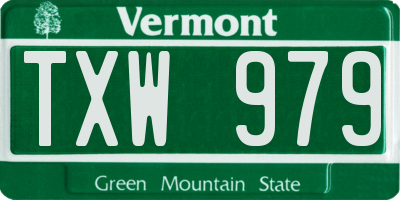 VT license plate TXW979