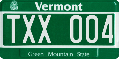 VT license plate TXX004