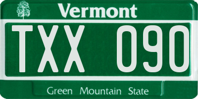 VT license plate TXX090