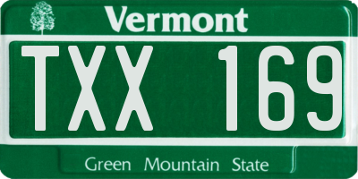 VT license plate TXX169