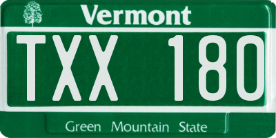 VT license plate TXX180