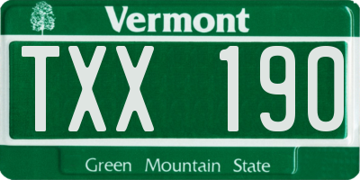 VT license plate TXX190