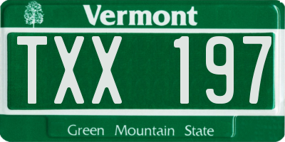 VT license plate TXX197