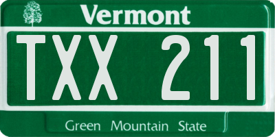 VT license plate TXX211