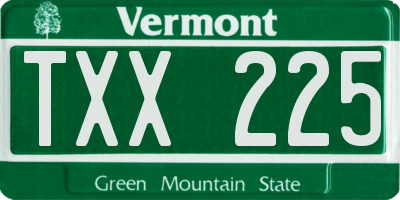 VT license plate TXX225