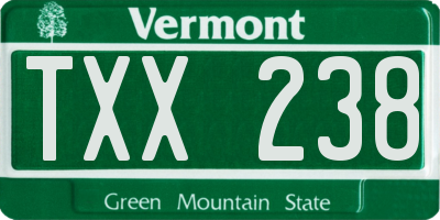 VT license plate TXX238