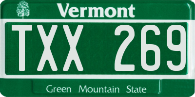 VT license plate TXX269