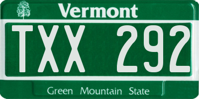 VT license plate TXX292