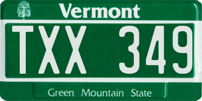 VT license plate TXX349