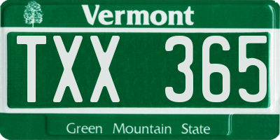 VT license plate TXX365