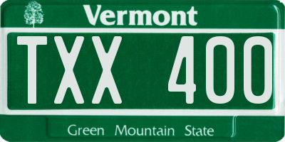 VT license plate TXX400