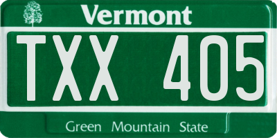 VT license plate TXX405