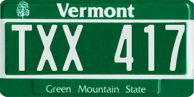 VT license plate TXX417