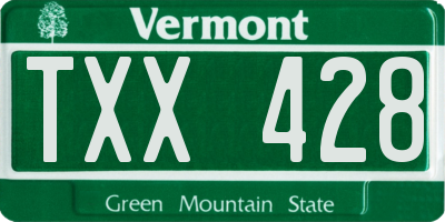 VT license plate TXX428