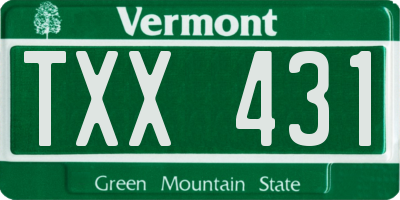 VT license plate TXX431