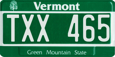 VT license plate TXX465