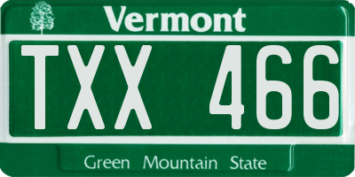 VT license plate TXX466