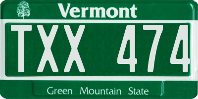 VT license plate TXX474