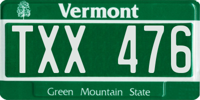 VT license plate TXX476