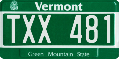 VT license plate TXX481