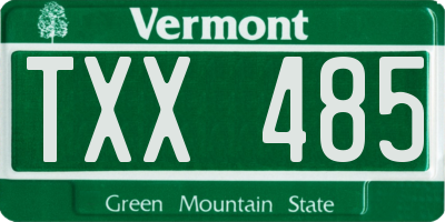 VT license plate TXX485