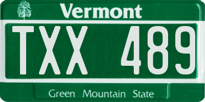 VT license plate TXX489
