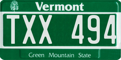 VT license plate TXX494