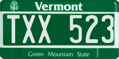 VT license plate TXX523