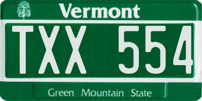 VT license plate TXX554