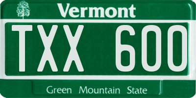 VT license plate TXX600