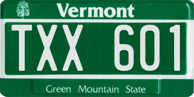 VT license plate TXX601