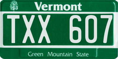 VT license plate TXX607