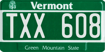 VT license plate TXX608