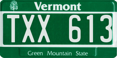 VT license plate TXX613