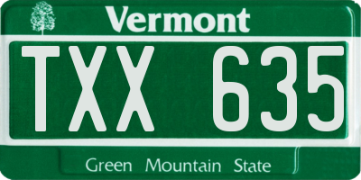 VT license plate TXX635
