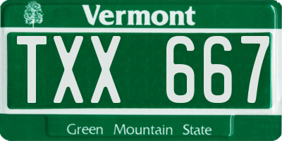 VT license plate TXX667