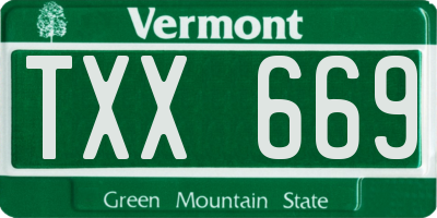 VT license plate TXX669