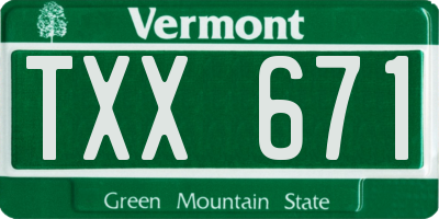 VT license plate TXX671