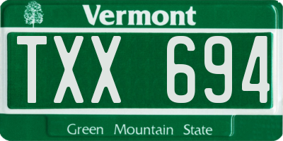 VT license plate TXX694