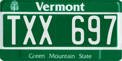 VT license plate TXX697